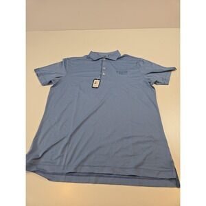 Johnnie O Polo Shirt Mens Medium Blue Stripe Performance Golf UPF 50